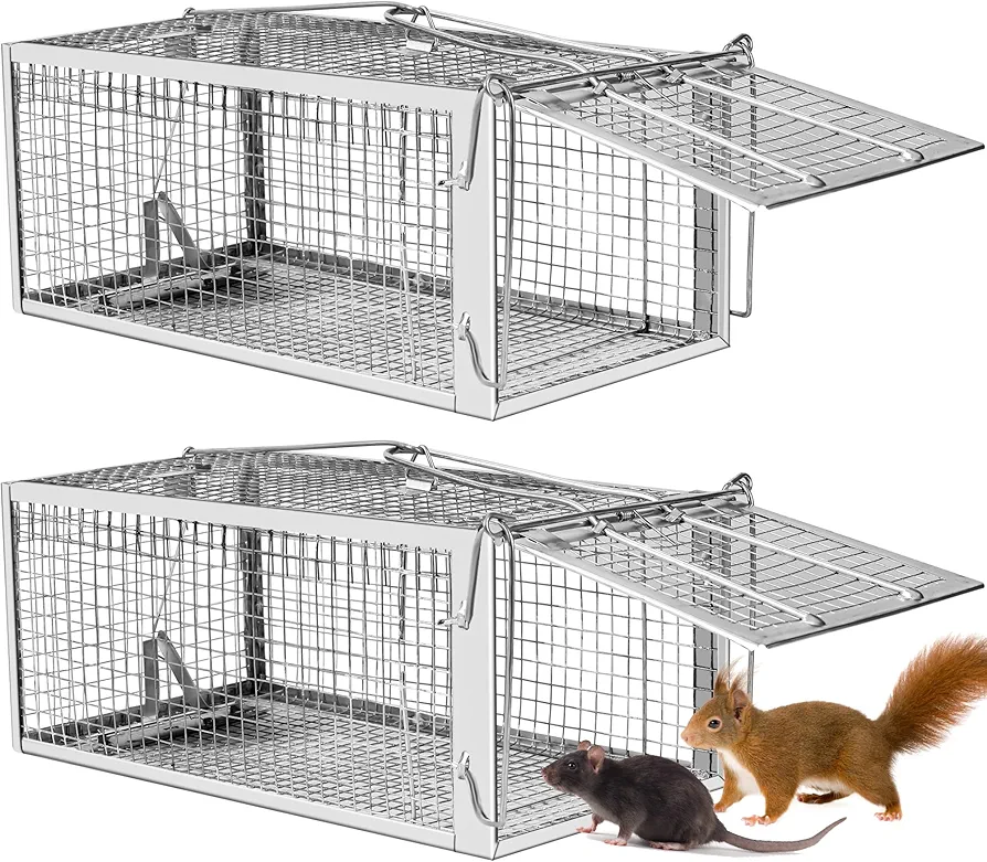 2 Pack Humane Rat Traps - Have a Heart Mouse Trap for Squirrel Mouse Rat Mice, Live Rat Traps Catch & Release for Indoors and Outdoors