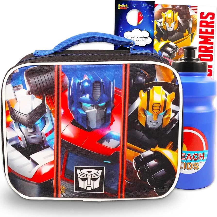 Transformers Lunch Box for Boys Set - Bundle with Insulated Transformers Lunch Bag, Water Bottle, Tattoos, More | Transformers Lunch Kit for Kids