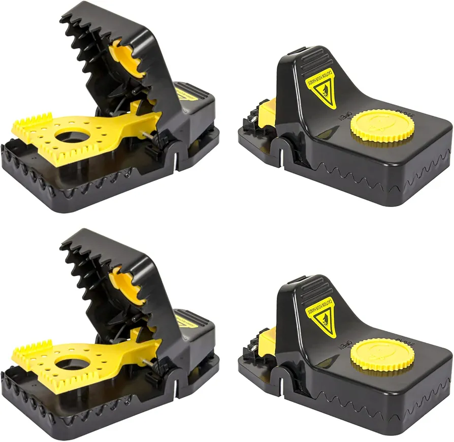 SZHLUX Mouse Traps, Mouse Traps Indoor for Home, Small Mice Trap and Reusable Mouse Trap (Large), Black, 4 Count (Pack of 1)