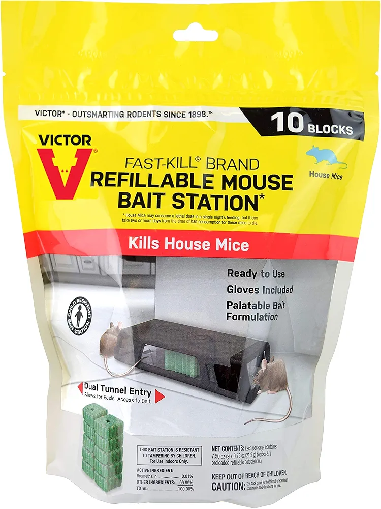 Victor M922 Fast-Kill Brand Ready-to-Use Refillable Mouse Station – 10 Blocks