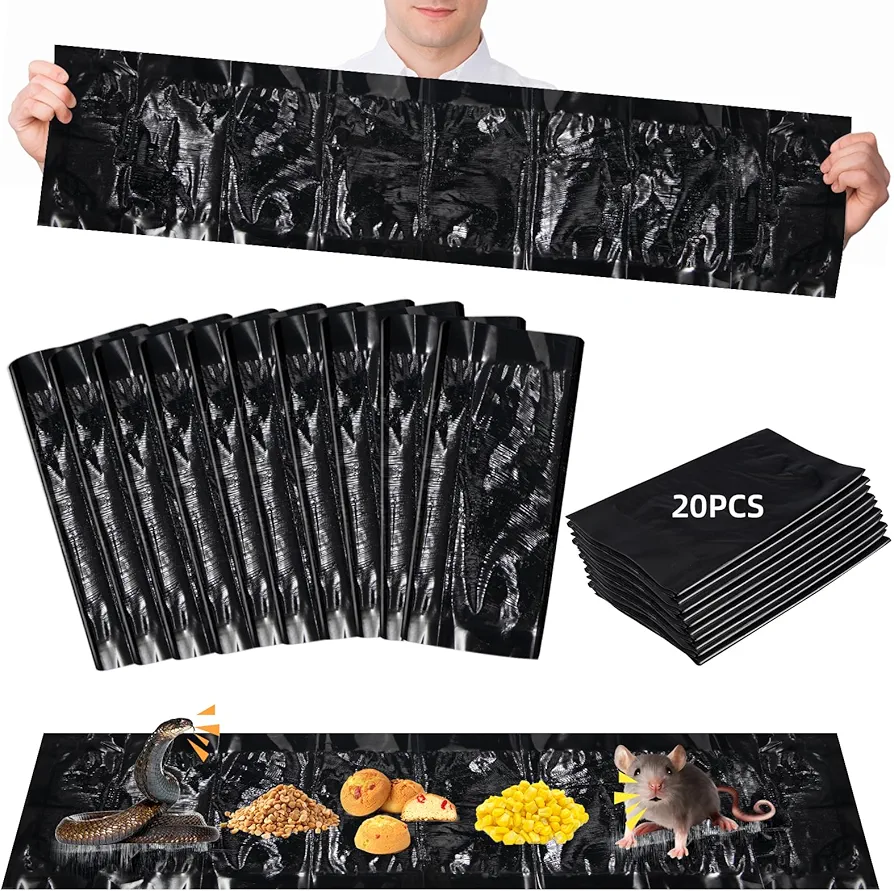 20 Pieces Sticky Mouse Trap Mouse Glue Traps Indoor Home Rat Traps Enhanced Stickiness Trapping Pads Snakes Spiders Roaches for Mice and Rats Traps Indoor for Home, Rodent Snakes Spiders
