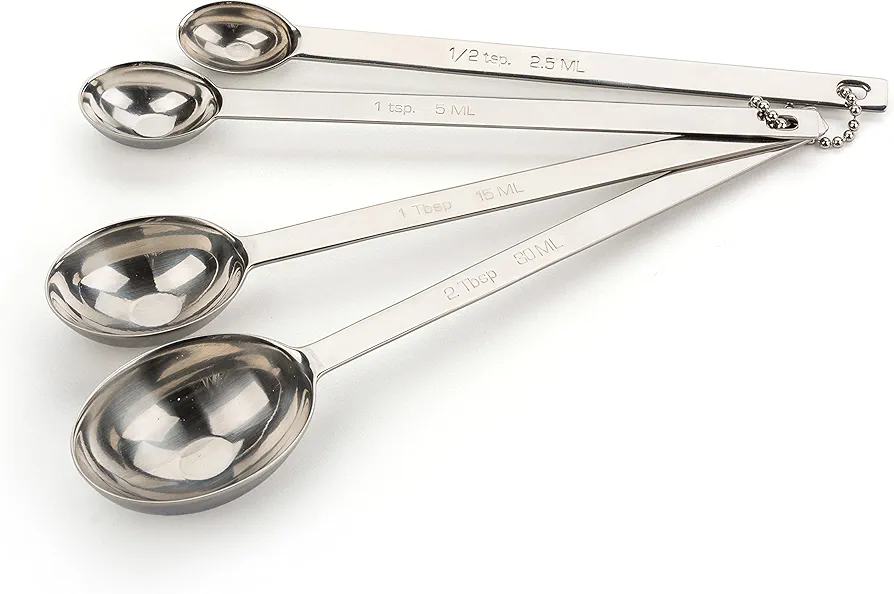 RSVP International Measuring Spoons, Long, Stainless Steel