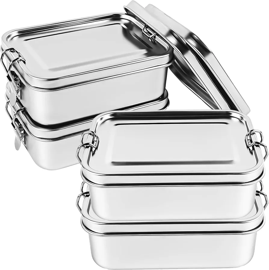 4 Pack Stainless Steel Lunch Boxes 550ml Small Stainless Steel Bento Boxes Metal Bento Box Stainless Steel Food Containers with Lids for Work Travel Camping Meal Storage Solutions