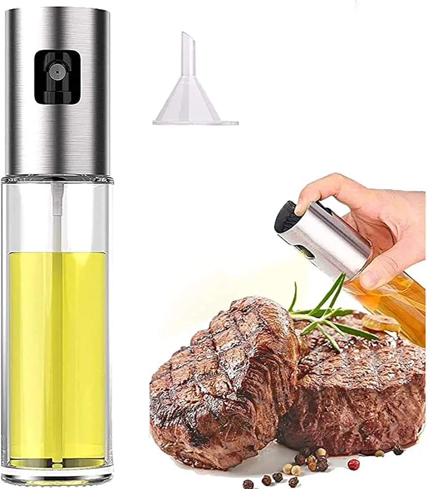 Oil Sprayer for Cooking Olive Oil Sprayer Oil Spray Bottle Stainless Steel Glass Oil Dispenser mister for Cooking,BBQ,Salad,Baking,Roasting,Kitchen Tools