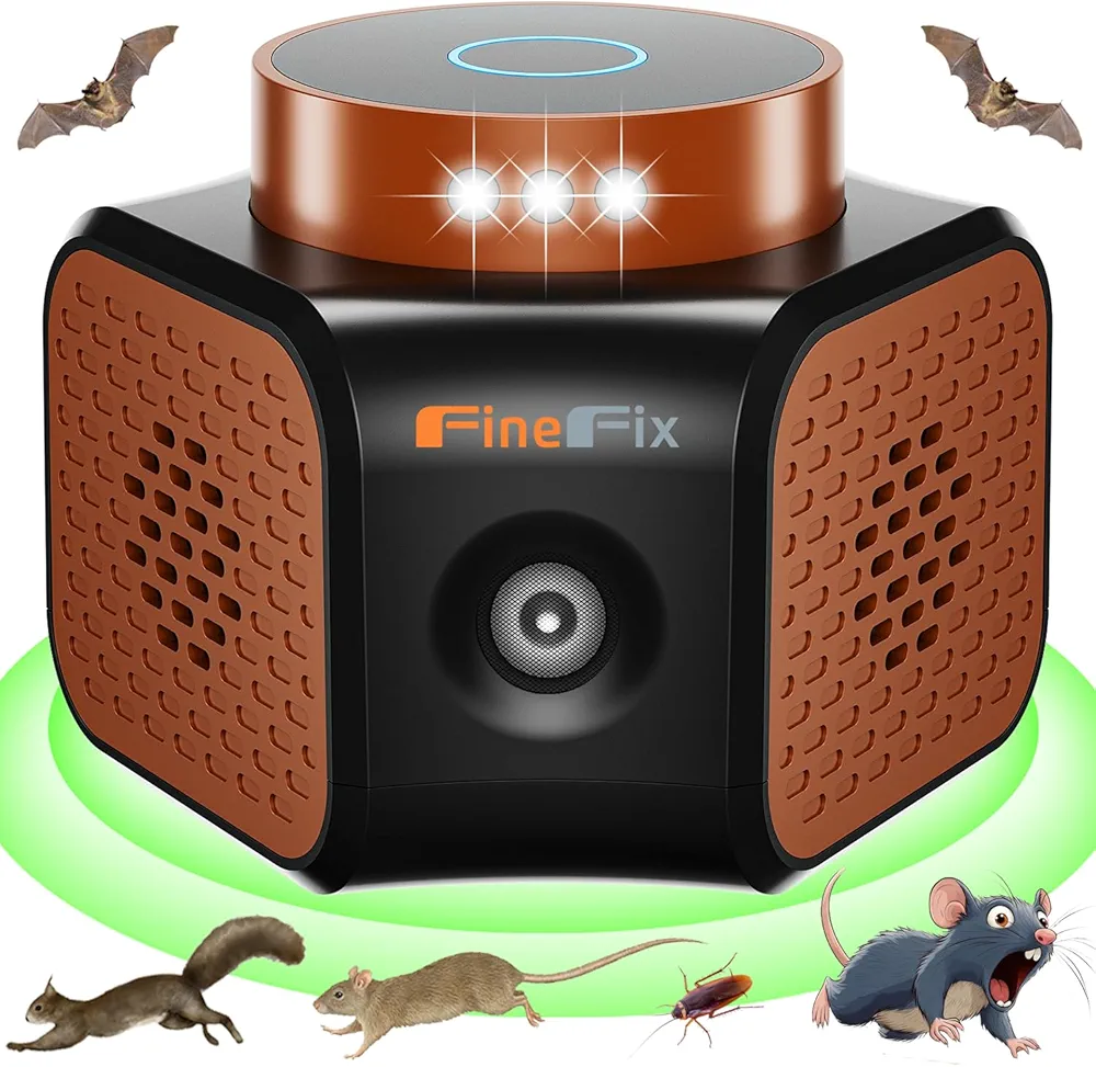 FINEFIX 360 Ultrasonic Rodent Repeller 4-Mode Mouse Repellent Ultrasonic Plug in Mice Repellent Indoor Ultrasonic Pest Repeller Indoor Ultrasonic Rodent Repellent Ultrasonic Plug in Attic Home Garage