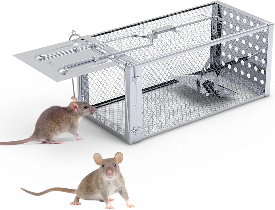 Humane Mouse Trap Live Mouse Traps Catch and Release，One-Way Door Rodent Trap for Indoor & Outdoor Use，Humane Rat Trap for Small Rodents，Mice，Voles & Squirrels