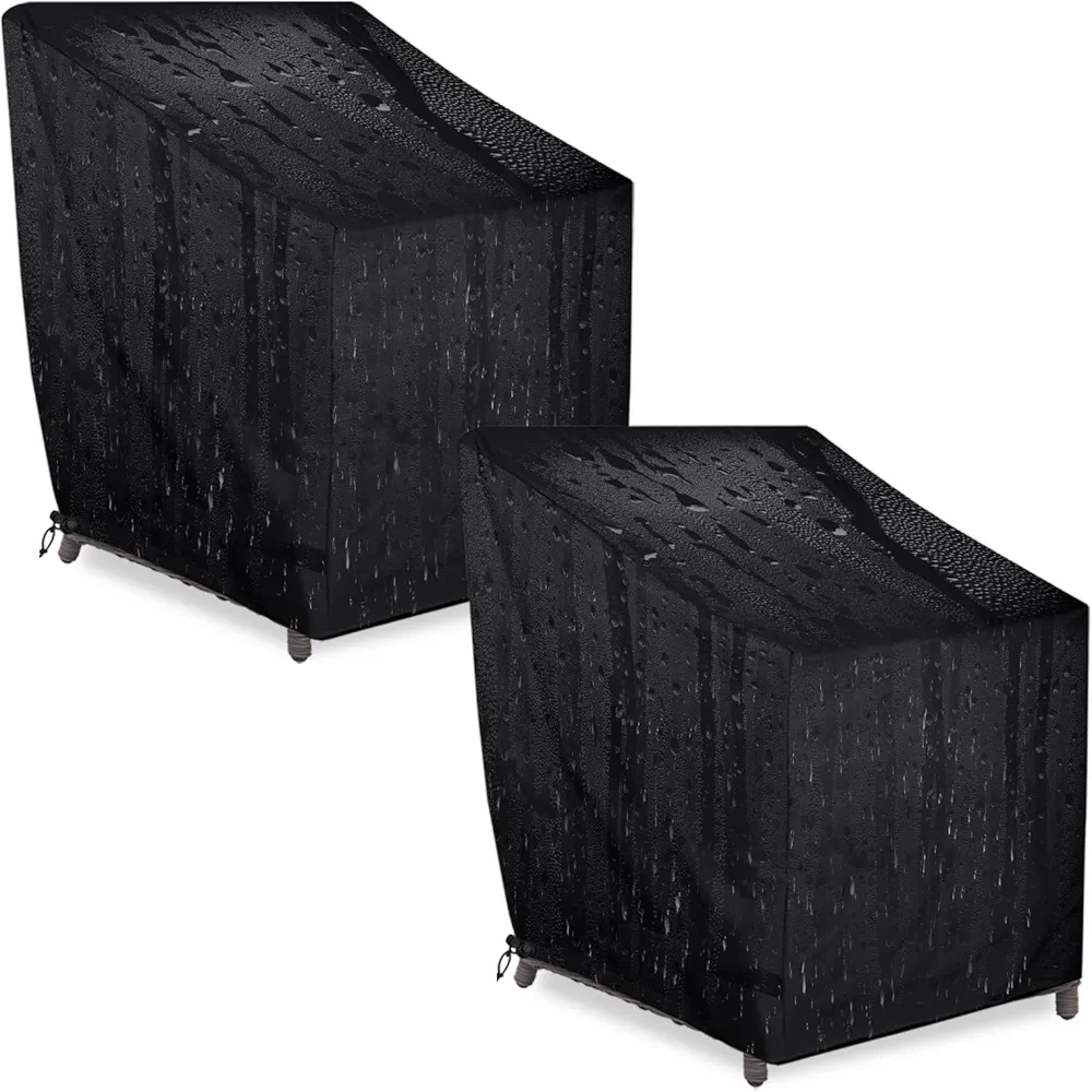 Patio Furniture Covers 2 Pack, Black Outdoor Furniture Covers Waterproof, Heavy Duty Patio Chair Covers for Patio Furniture