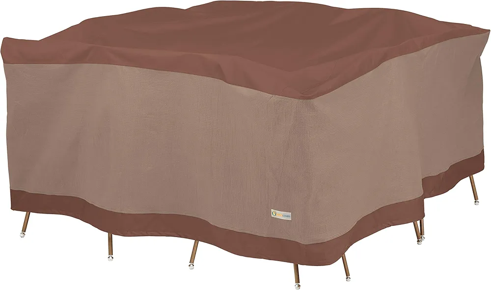 Duck Covers Ultimate Water-Resistant 92 Inch Square Patio Table & Chair Set Cover, Outdoor Table Cover