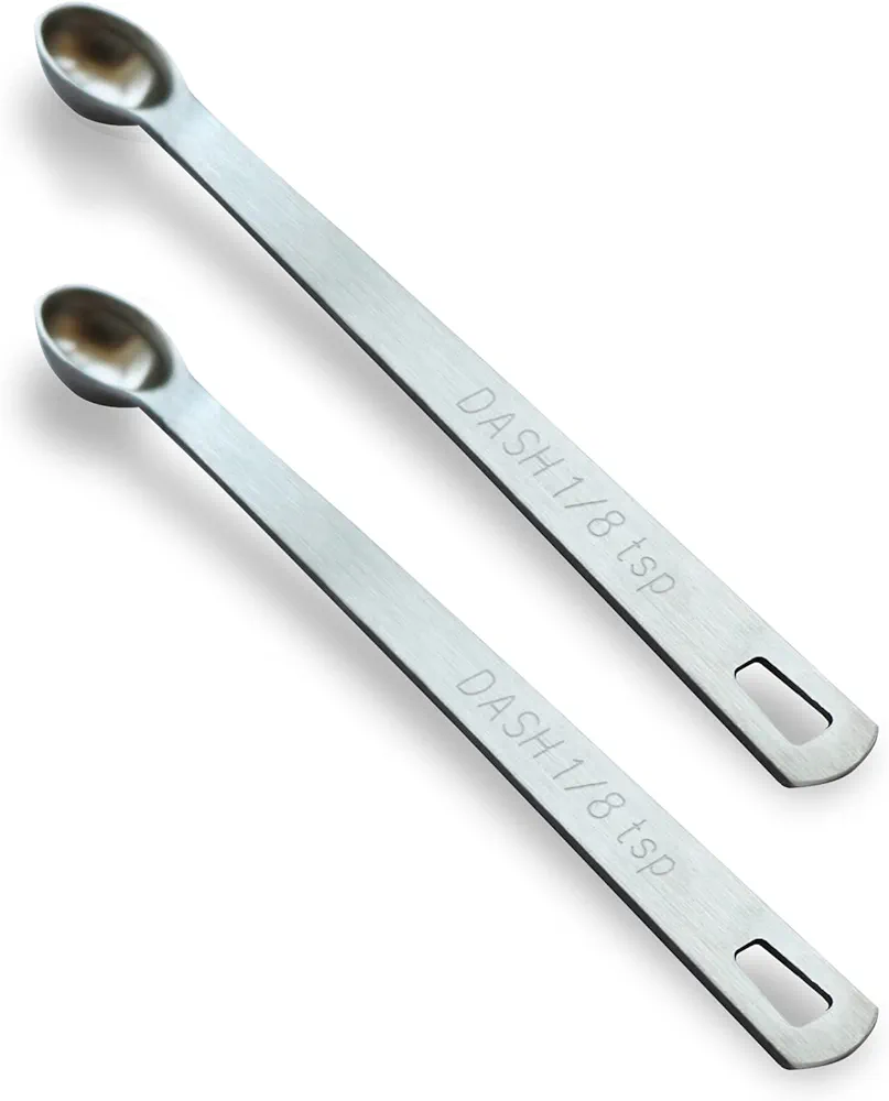 2 PCS 1/8 Teaspoon(1/8 Tsp | 0.625 mL | 0.625 cc | 0.02 oz) Single Measuring Spoon, Small Measuring Spoon Only, Individual Tiny Measuring Spoons, Stainless Mini Measuring Spoons for Cooking