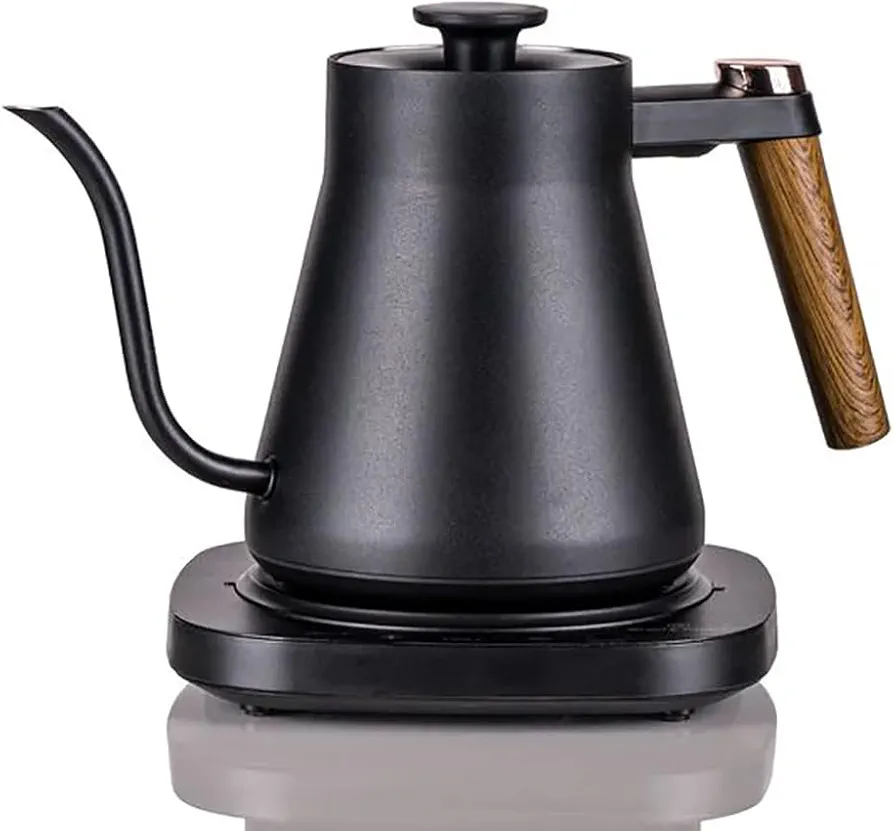 Electric Water Kettle, Electric Gooseneck Kettle, Electric Tea Kettle Real Wood Handle, Pour Over Electric Kettle for Coffee & Tea, Electric Kettles, wood handle tea kettle.