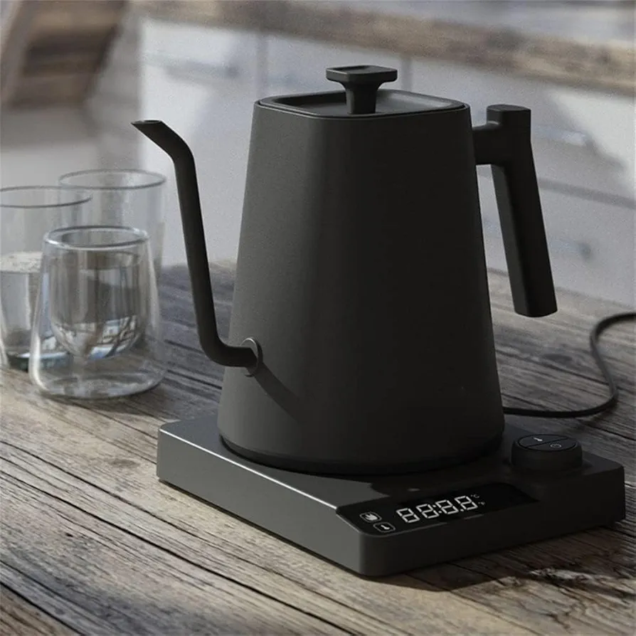 Professional Electric Pour Over Kettle Gooseneck Kettle Temperature Control Hand Brew Home Coffee Pot, EU, Svart