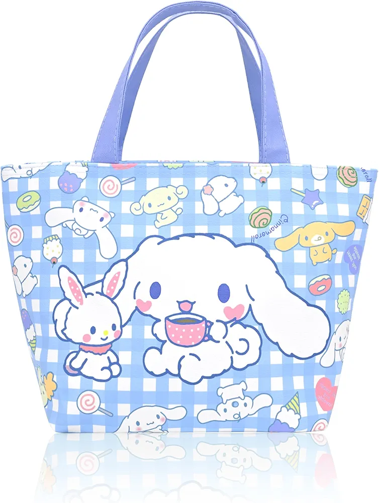 Roffatide Cinnamoroll Lunch Bag for Work Reusable Insulated Lunch Box Travel Picnic Container Thermal Cooler Sack Lunch Tote Bag for Women A