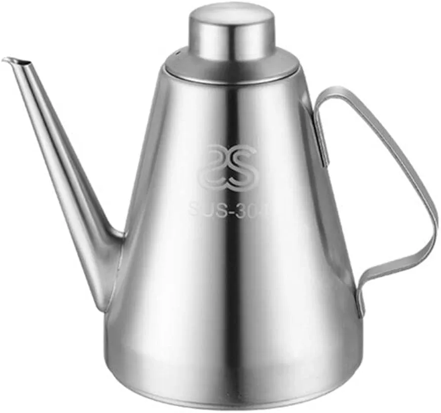 Hemoton Stainless Steel Oil Can Vinegar Pot Bottle Oil Dispenser Edible Oil Container Cruet Pot Kitchen Tools (1000ML Large Size 17CM)