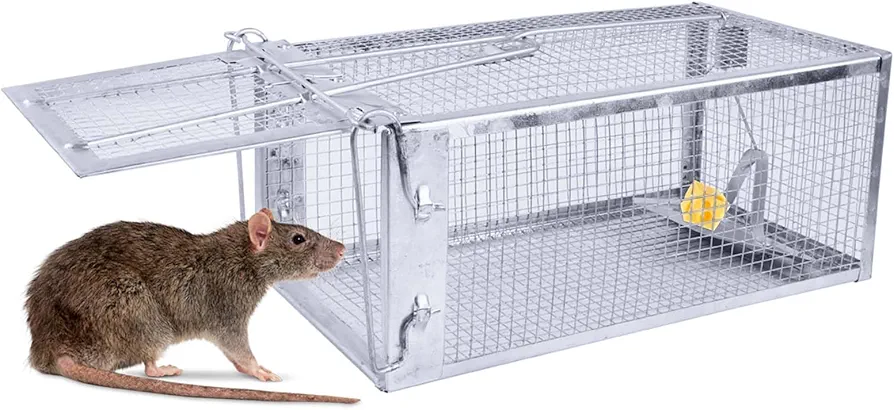 Humane Rat Trap, Live Animal Trap Cage for Indoor and Outdoor, Collapsible Live Catch Rat Trap, Mouse Traps and Other Similar-Size Rodents Cage Catch and Release