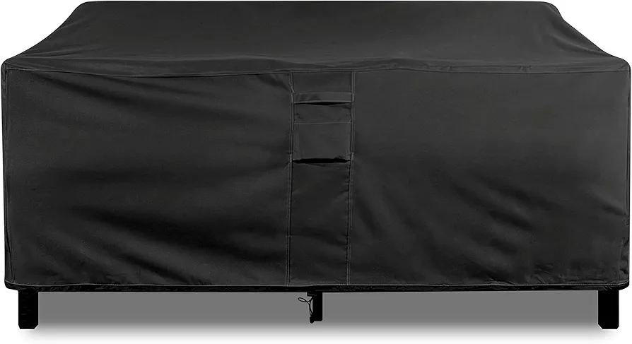 KHOMO GEAR Heavy Duty Outdoor Patio Furniture Loveseat Cover Sofa Bench Cover - 58'' x 32.5'' x 31'', Black