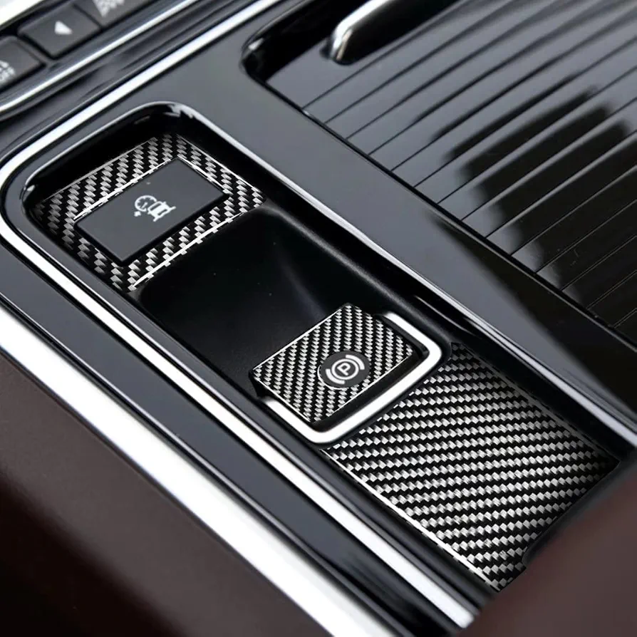 Carbon Fiber Interior Accessories Car Central Control Electronic Handbrake Cover Trim for Jaguar F-Pace XE XF X761 2016-2020