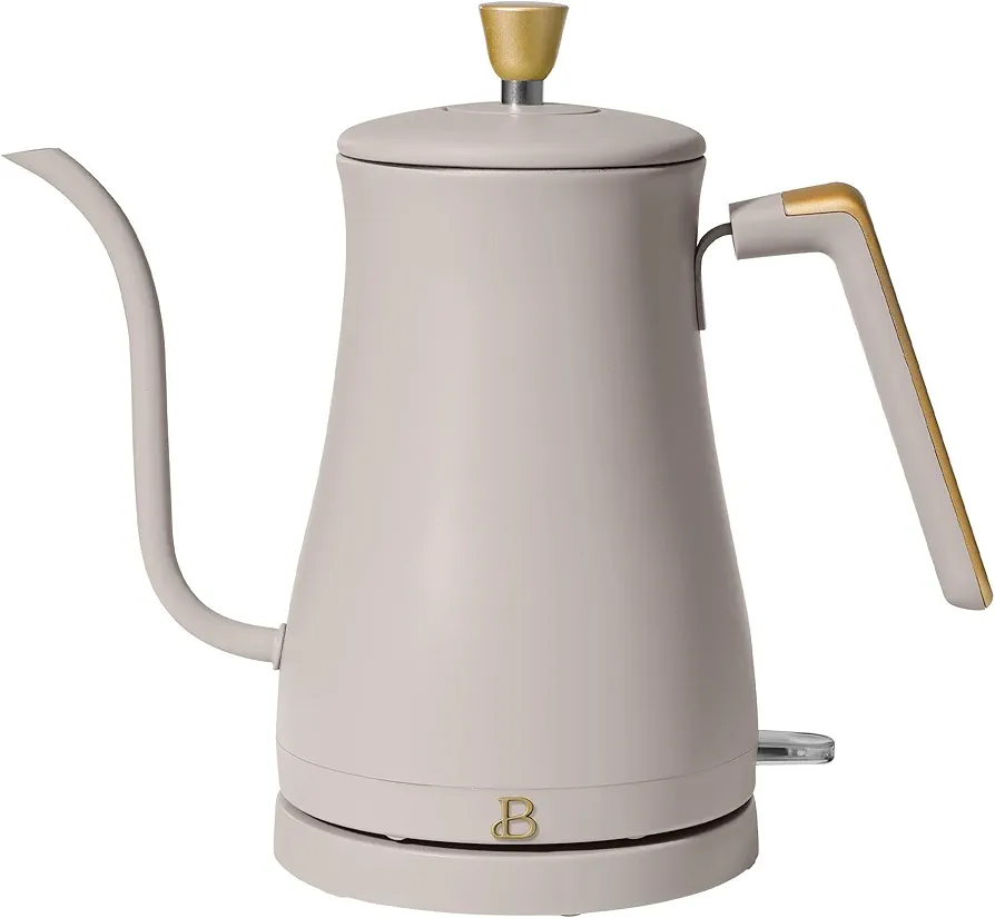 The Beautiful Look 1-Liter Electric Gooseneck Kettle 1200 W, Porcini Taupe With Drew Barrymore