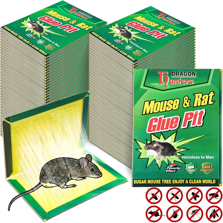 48 Pack Mouse Glue Traps Large Size Mouse Traps Sticky Pad with Enhanced Stickiness Mouse Rat Sticky Traps Board for Rodent Cockroach and Other Insects House Indoor Outdoor