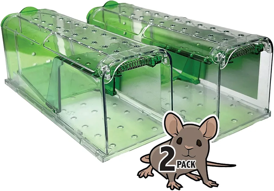Billy Bob 2 pk Catch and Release Mouse Trap. Patented. Easy and Humane Way to Remove Mice. Effective no-Kill Mouse Trap.