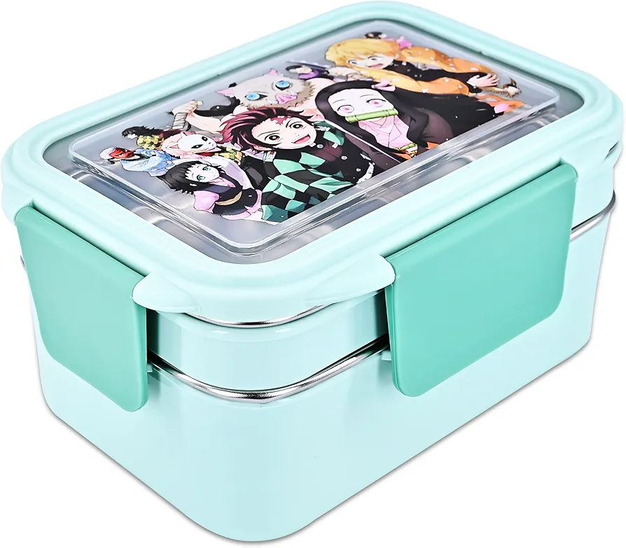 Roffatide Anime Demon Slayer All-in-One Bento Boxes Kamado Tanjirou Nezuko Agatsuma Zenitsu Hashibira Inosuke Lunch Box Containers for Food Fruit Snack
