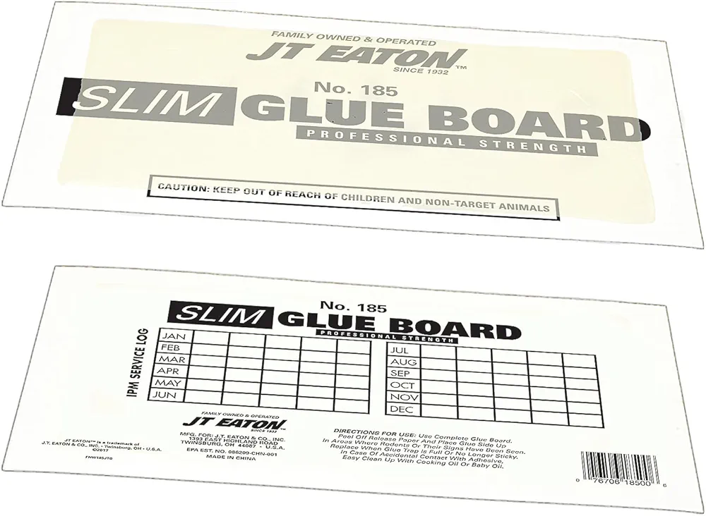 JT Eaton 185 Slim Glue Board - Unscented, No-Mess, Indoor & Outdoor Use, Non-Toxic