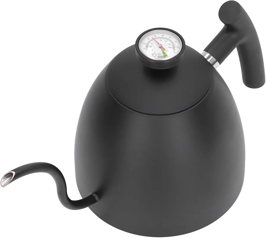 Electric Gooseneck Kettle, Coffee Kettle 800ml Capacity Black Gooseneck Stainless Steel Coffee Kettle with Thermometer for Household Cafe