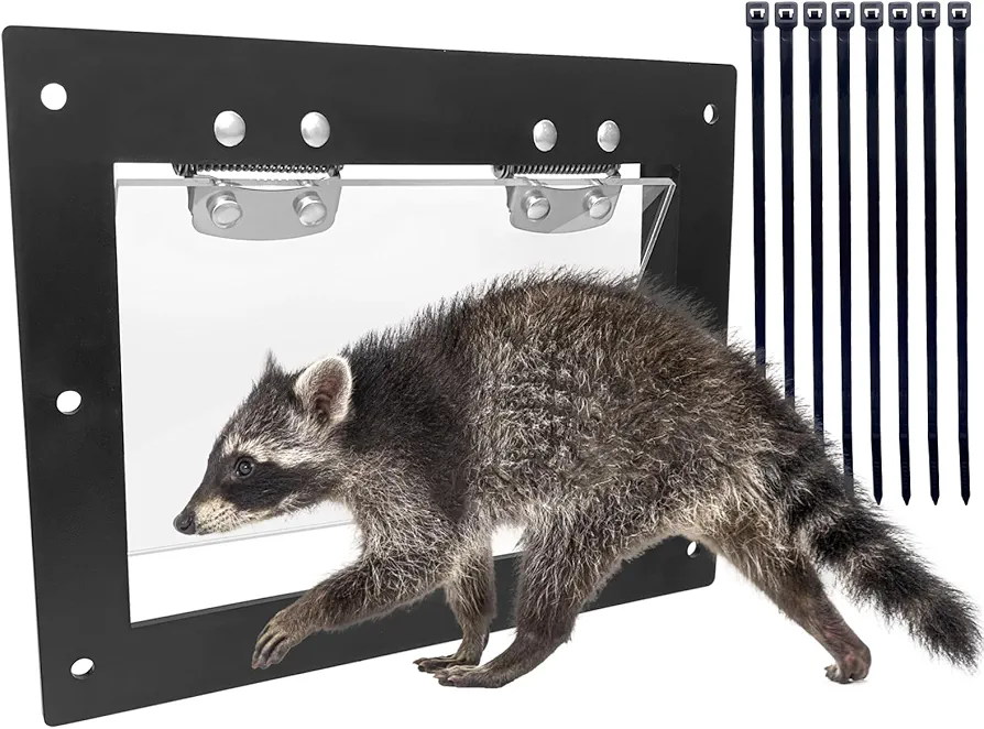 Raccoon Excluder One Way Door, Safe Removal Raccoons Trap Contactless Exclusion Device for Attics,Under Decks & Chimneys Raccoon One Way Exclusion Door