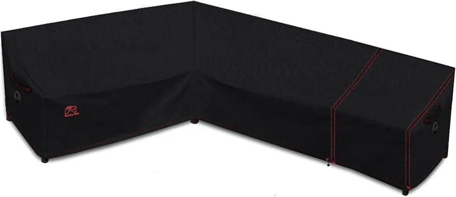 Patio Sectional Sofa Cover, Outdoor Heavy Duty Durable UV Water Resistant Anti-Fading L-Shaped Couch Cover, Black, L-Shaped 90in +118in(Right)