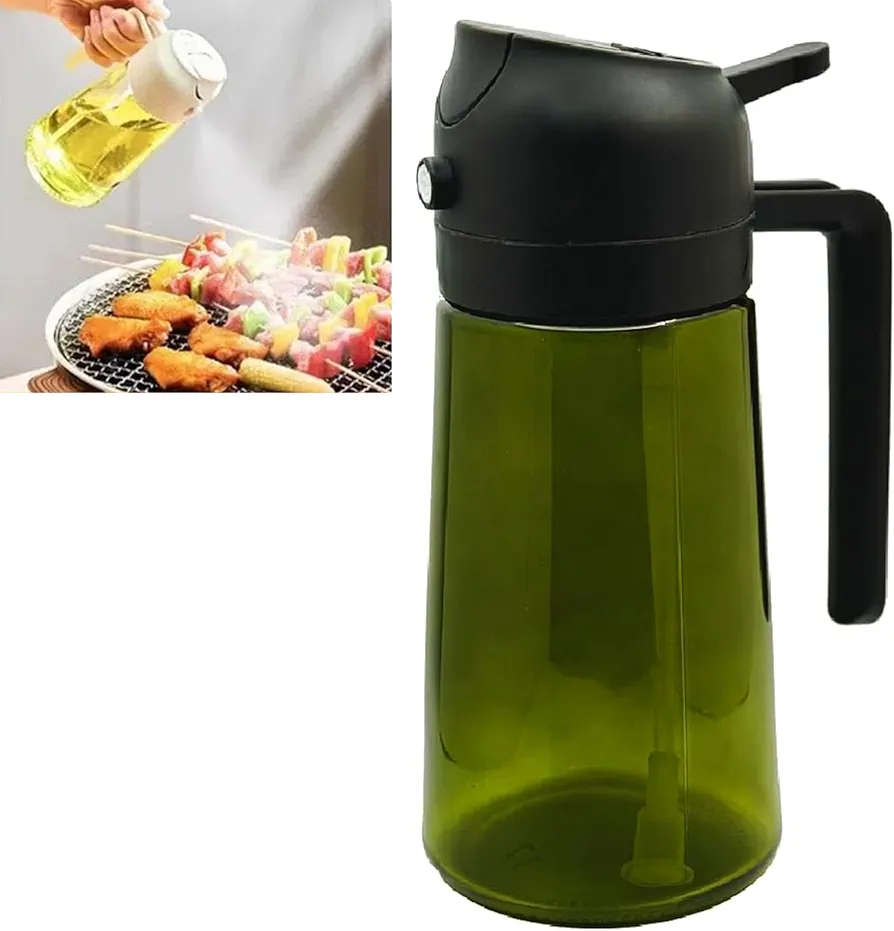 Kitchenmaiden 2-in-1 Olive Oil Dispenser & Sprayer - 470ML Versatile Bottle for Cooking, Salads, and BBQs