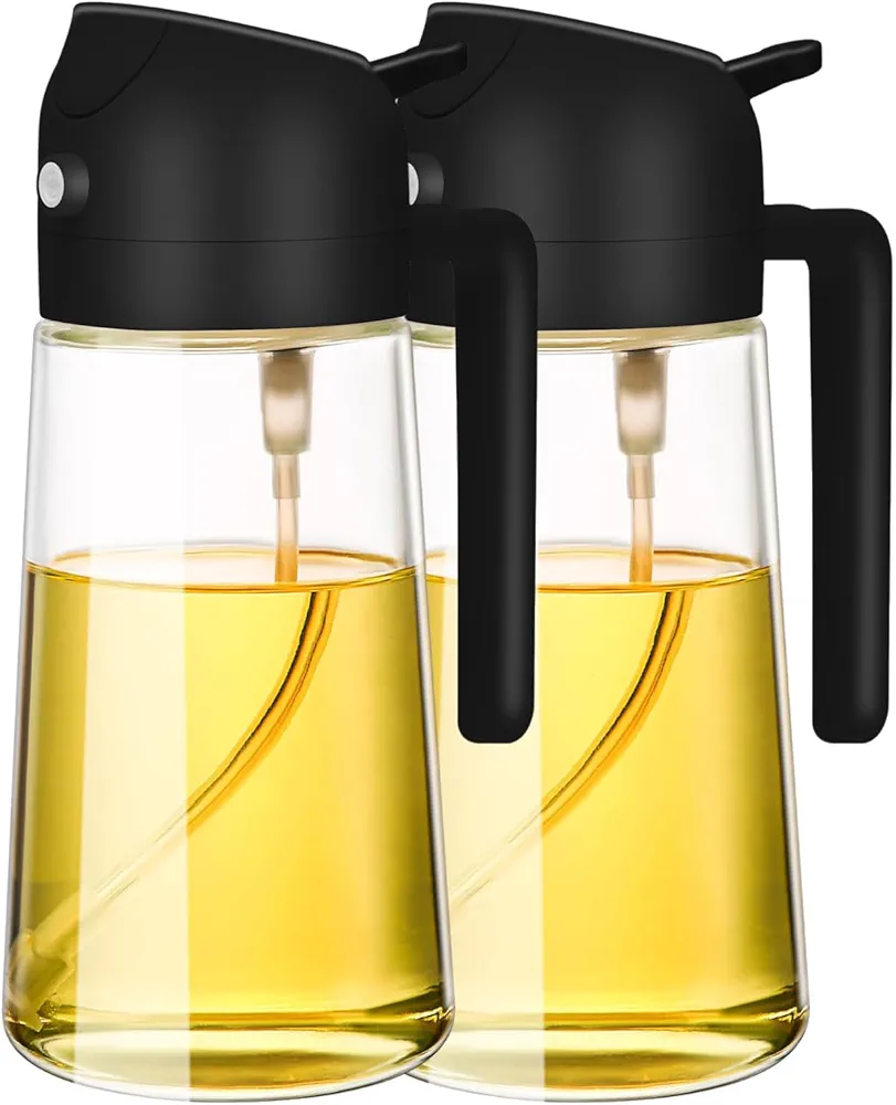 Kitchen 2 in 1 Oil Dispenser and Oil Sprayer, 470ml/16.5oz Dispensador De Aceite De Cocina (2Pcs* D)