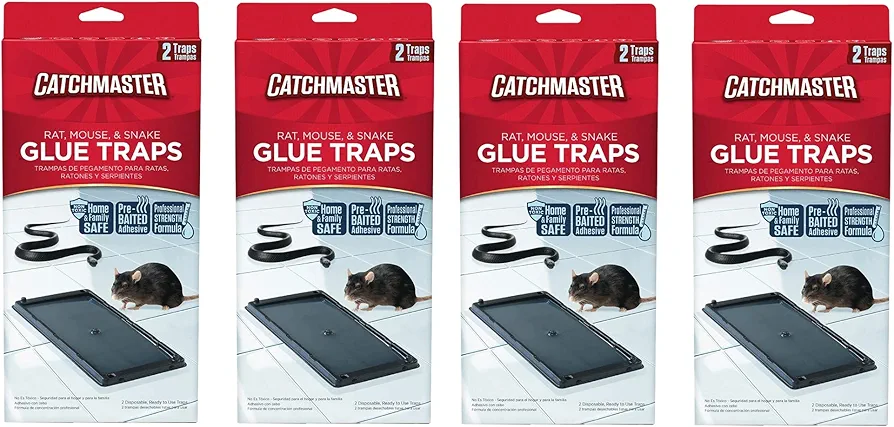 Catchmaster 402 Baited Rat, Mouse and Snake Glue Traps Professional St, 4 Pack