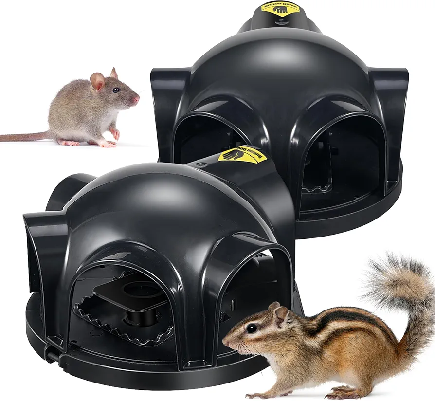 2 Pack Tunnel Mouse Trap, Reusable Rat Snap Traps with Tunneled Design, Chipmunk Trap Indoor and Outdoor for House Yard Garden Kitchen, Pest Control Rodent Trap, Friendly for Kids & Pets