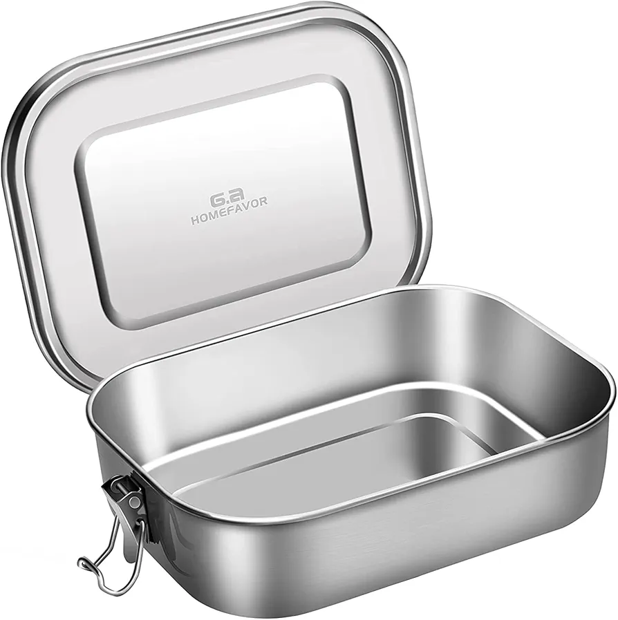 G.a HOMEFAVOR 304 Stainless Steel Lunch Box-1200ML/40oz Large Metal Leak Proof Lightweight Bento Container for Sandwich, Snack, Salad-Dishwasher Safe-Suitable Office Use