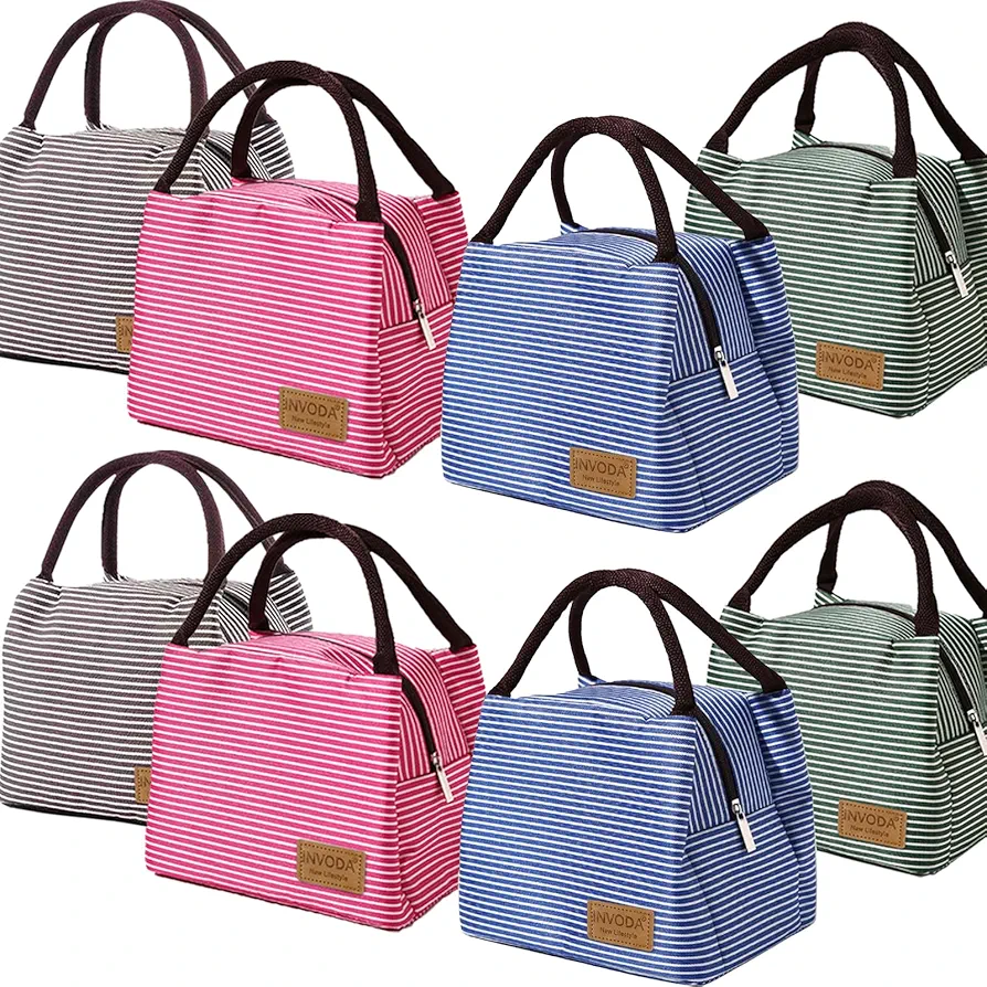 Lunch Bag Insulated Lunch Box Small Cooler Bags Portable Bento Bags Reusable Lunch Tote Bag Lunch Holder Lunch Box Bag for Work Picnic Outdoor (8 PCS)