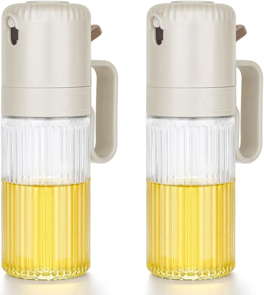 Oil Sprayer for Cooking, 250ml/8.3oz Olive Oil Sprayer, 2Pcs Oil Spray Bottle for Olive Oil and Vinegar for Cooking Kitchen Salads, Grilling, and Baking, Air Fryer (Polyethylene Terephthalate (PET))