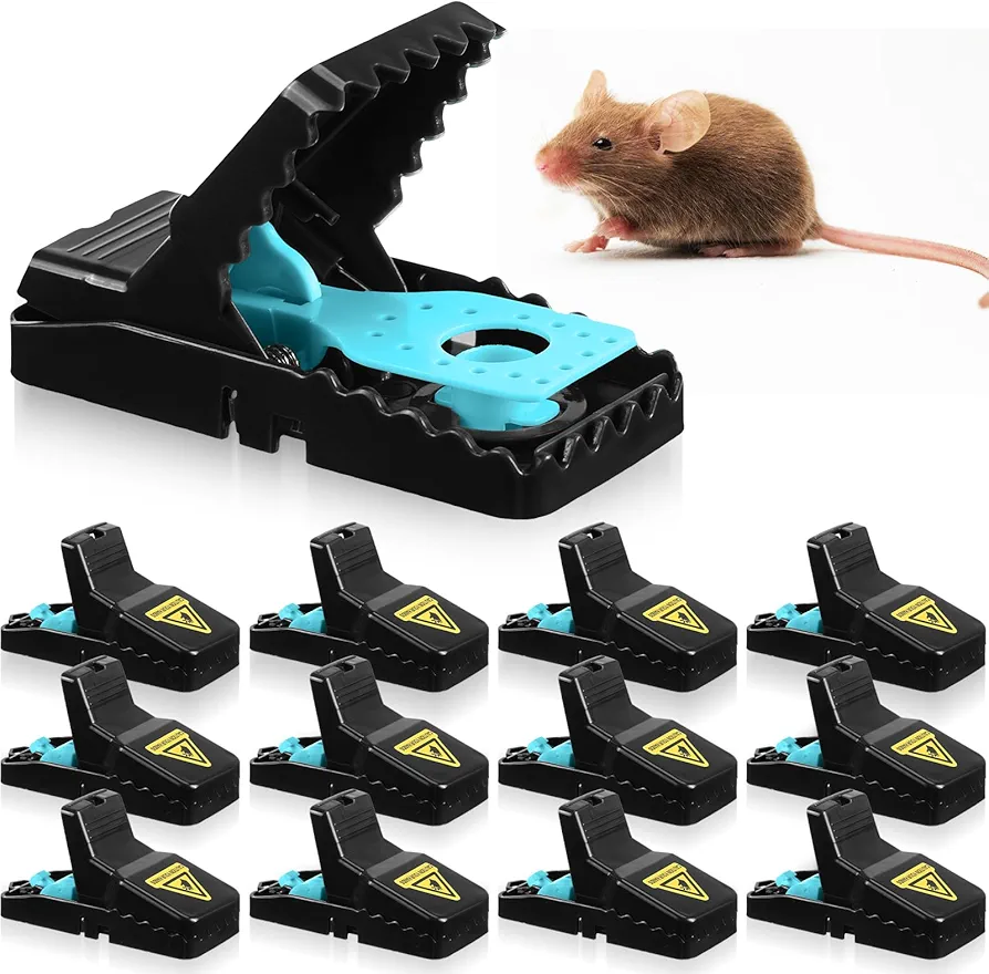 12 Pcs Mouse Traps for House Indoor Outdoor, Small Mice Traps Reusable Mousetrap Quick Effective Mouse Catcher for Home Garage