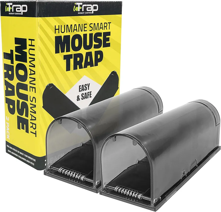 iTrap Humane Live Catch & Release Smart Mouse Traps, Set of 2 - Safe Around Pets & Children