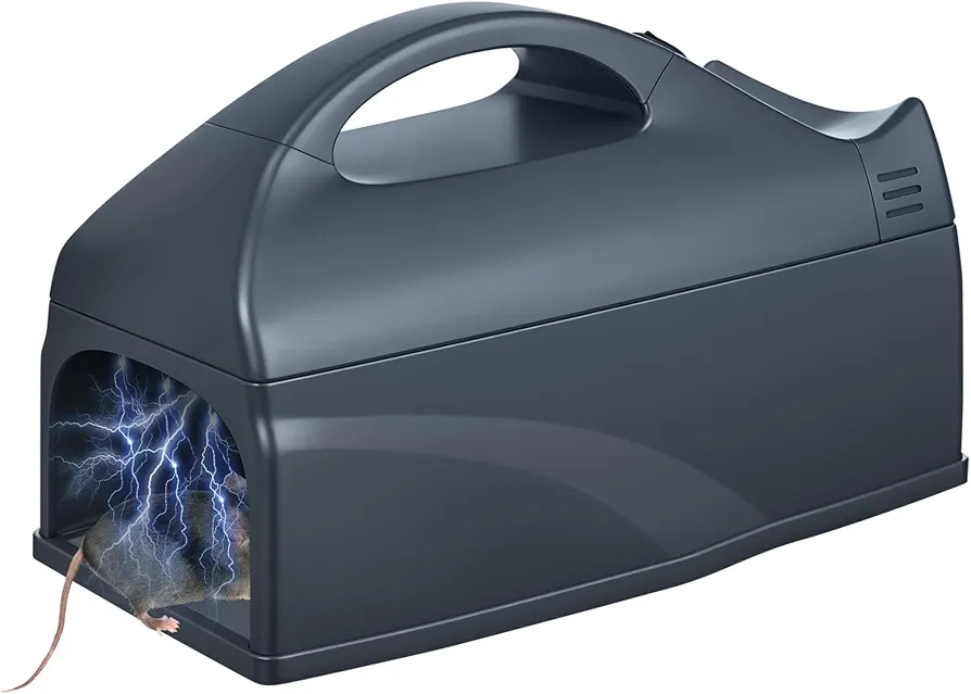 Electric Mouse Trap Zapper Battery Powered Powerful Rat Traps Indoor for Homes, Effective & Reusable Humane Rodent Zapper Electric Shock Killer Indoor, No Touch, Black