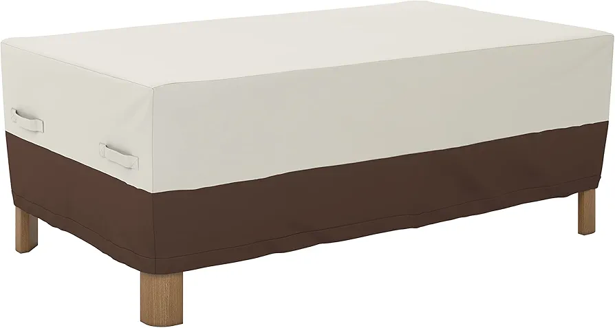 Amazon Basics Outdoor Patio Coffee Table Cover, Beige/Tan, 48"x28"