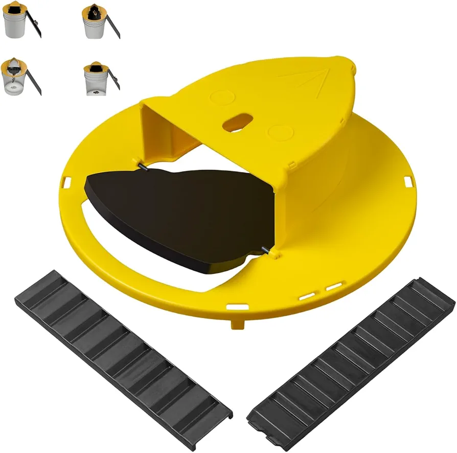 Mouse Trap Bucket Flip Lid, Multi Catch Humane Rat Trap for Indoor Outdoor, Reusable Mouse Catching Tool, 5 Gallon Bucket Compatible, Auto Reset Flip and Slide Mice Trap (1PC-B)