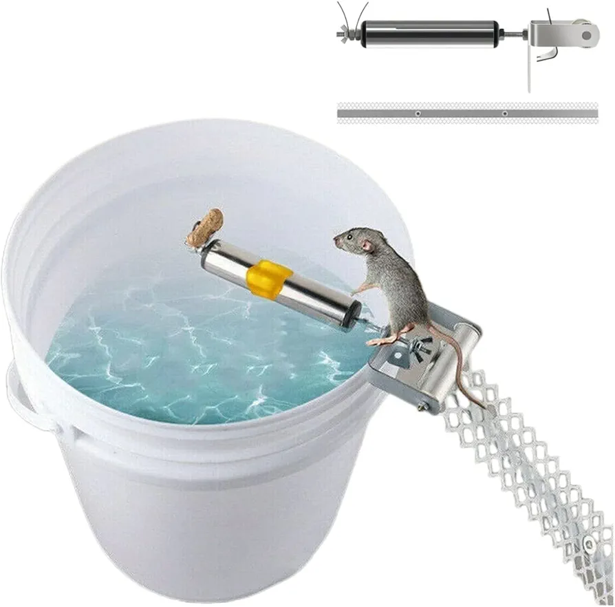 Mouse Trap, Live Catch and Release Bucket Spin Roller, with an Original Ring for Mice Rats Rodents. Humane Roller+Ramp, Sanitary Safe Mousetrap Catcher for Indoor Outdoor Auto Reset