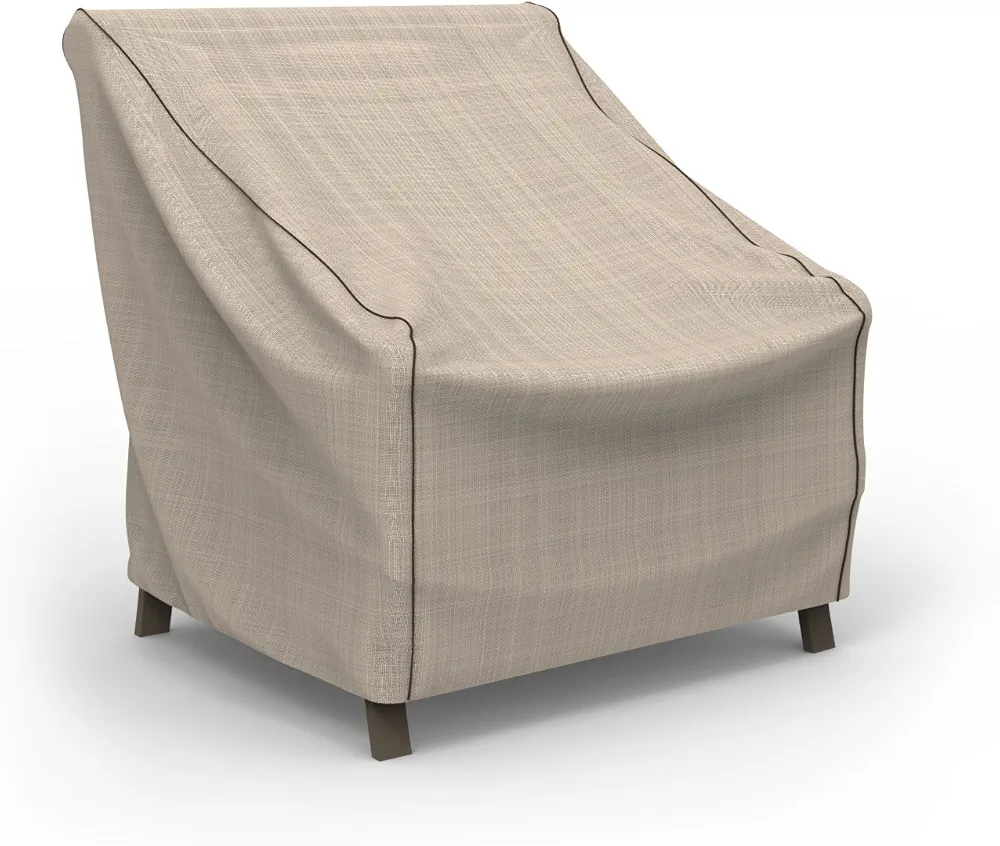 Budge P1W01PM1 English Garden Patio Chair Cover Heavy Duty and Waterproof, Medium, Tan Tweed