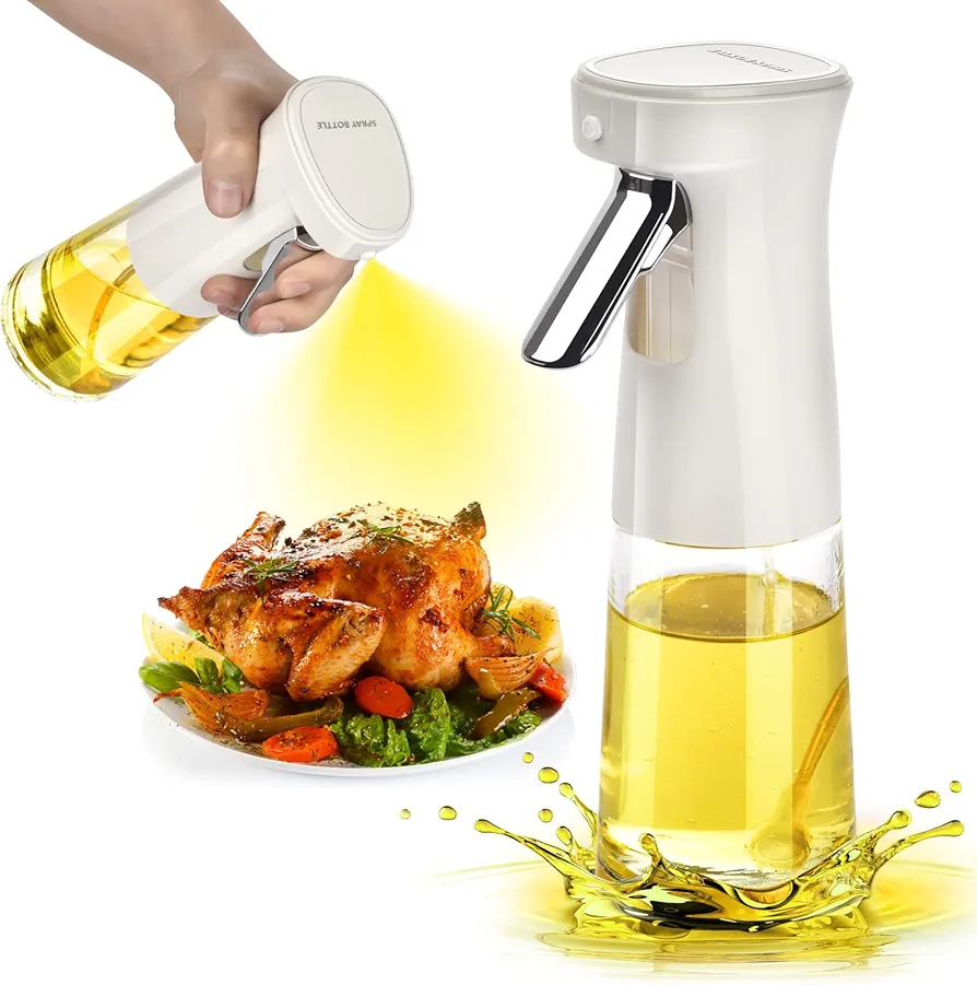 Olive oil Sprayer for Cooking, 240ml Olive Oil Spray Bottle, Glass Olive Oil Sprayer Mister, Oil Sprayer for Air Fryer, BBQ, Salad, Baking, Grilling Kitchen Tools