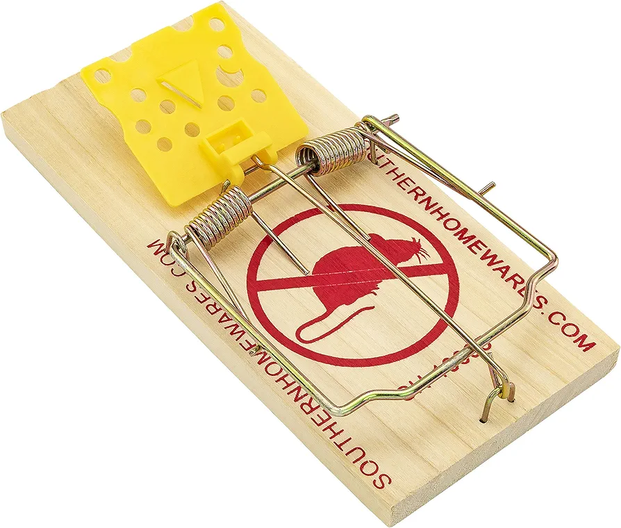Southern Homewares Wooden Snap Rat Trap Spring Action with Expanded Cheese Shaped Trigger 9 Pack