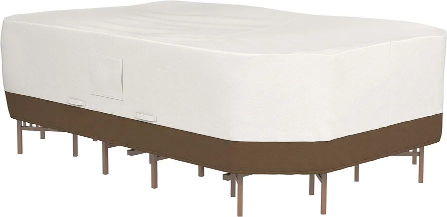 Amazon Basics Outdoor Patio Table and Chair Cover, Large, Beige/Tan, 110"x84"