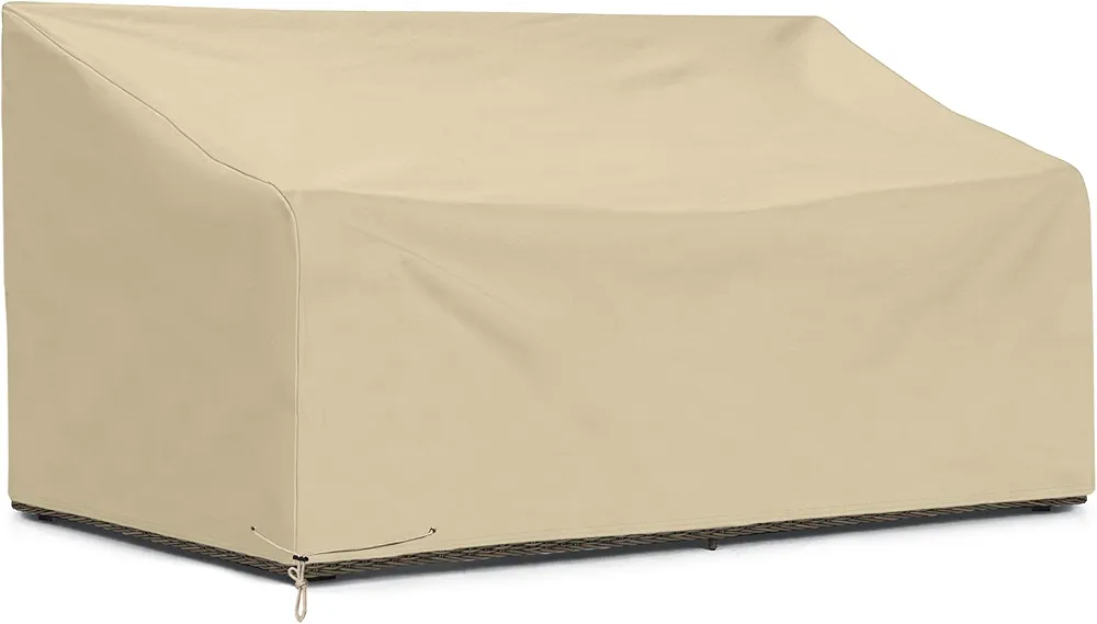 SunPatio Outdoor Bench Cover 80 Inch, Heavy Duty Sofa Cover, Patio Furniture Cover, All Weather Protection, Beige