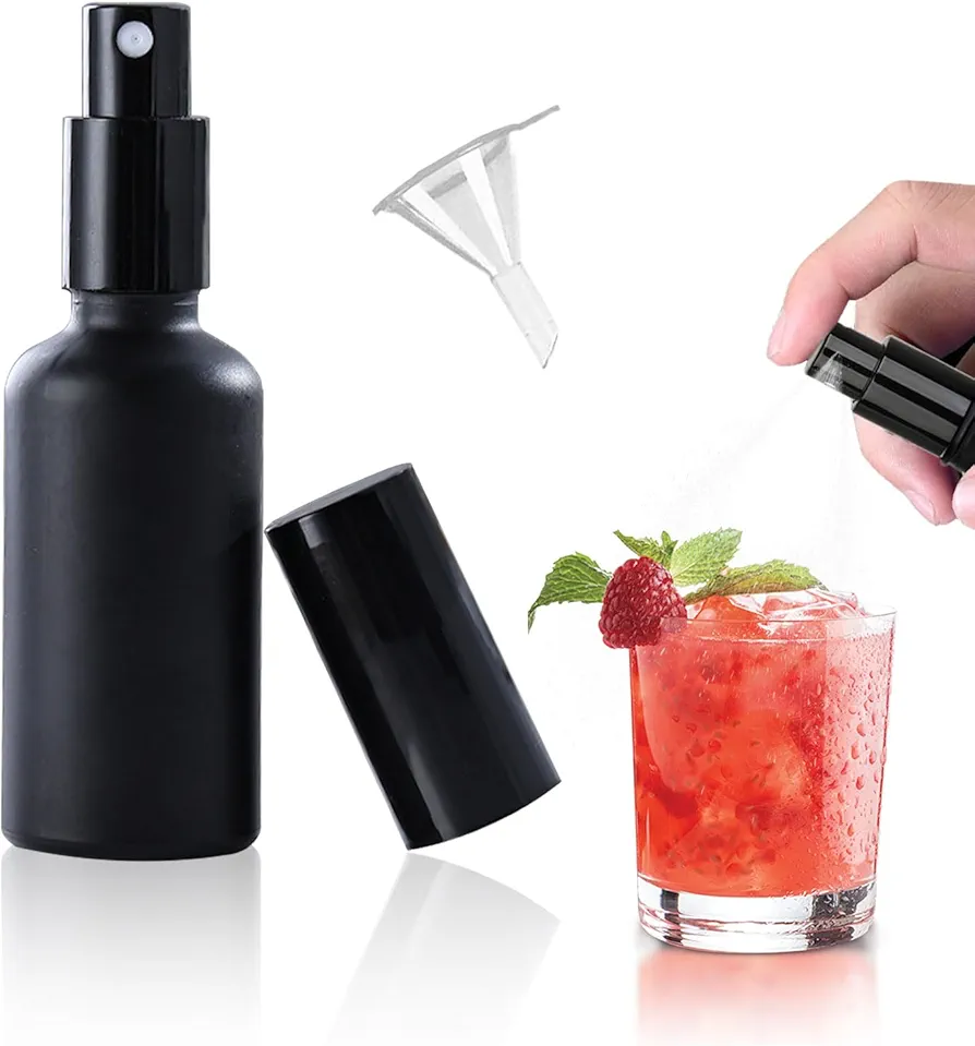 Atomizer Spray Bottle Coffee Cocktail Atomizer Sprayer 1.7OZ /50ml with Funnel Vermouth Spritzer Bitters Spray Bottle for Cocktails Portable Perfume Refillable Sprayer Espresso Sprayer Bar