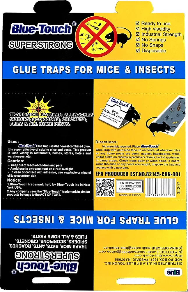 18 Blue-Touch Mouse Glue Traps, Professional Sticky Glue Traps/Boards for mice/ Insect/Lizard/Spider/House pests. 8.5 X 5.5 Inches – 18 Traps/Pack