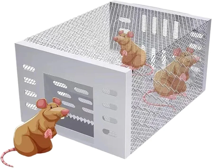 Rat Traps,Automatic Continuous Circulation mousetr Rat Trap Cage Metal Home Automatic Mousetrap Rat Rodent Exterminator Indoor Outdoor Large Space Safe, Style A