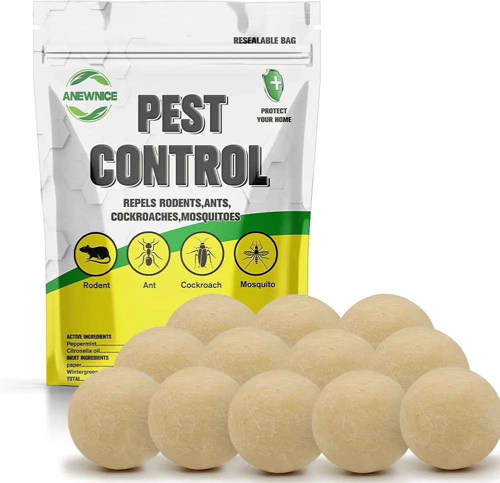 Pest Control Balls, Peppermint Strongly Repel Rodents, Mouse, Mice, Rats, Ant, Roach, Moths & Other Pest, Indoor Mice Repellent, Mosquito Repellent-12P